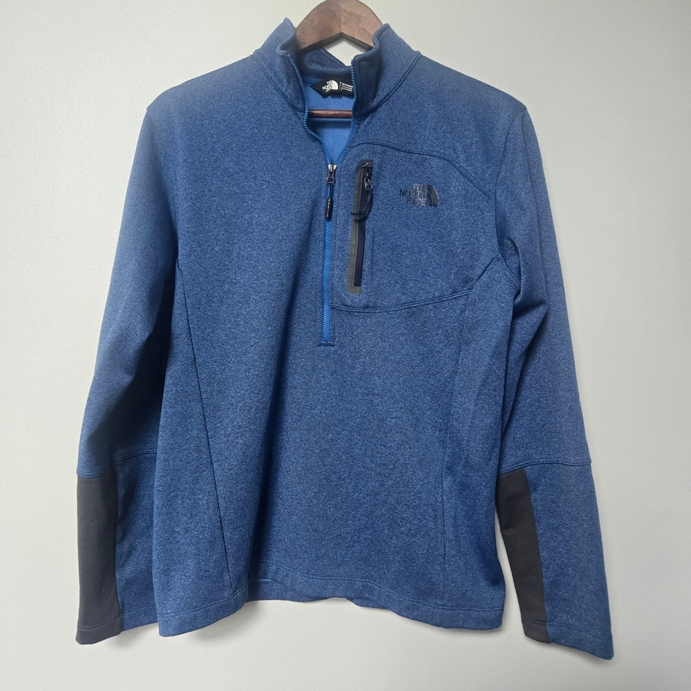 The North Face Mens Blue Heather Quarter Zip Pullover Fleece Jacket Size M